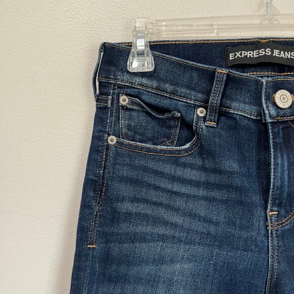 Barley Boot Mid Rise Jeans Size 0 Short Dark Wash Bootcut Stretch Denim - Picture 3 of 7